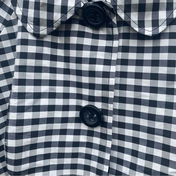 Focus 2000 Gingham Silk Black White Cropped Short Jacket Coat Plus Size 22W - Picture 5 of 7